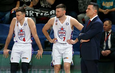 Алекса Аврамович, Иван Ухов и Андреас Пистиолис (фото: М. Сербин, cskabasket.com)