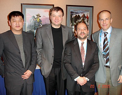Alexander Pak, Sergey Kushchenko, Mark Aronson (NBA Entertainment Vice President), Andrew Messick (NBA Senior Vice President International)